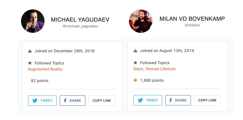 Producthunt Maker Profile vs Hunter Profile